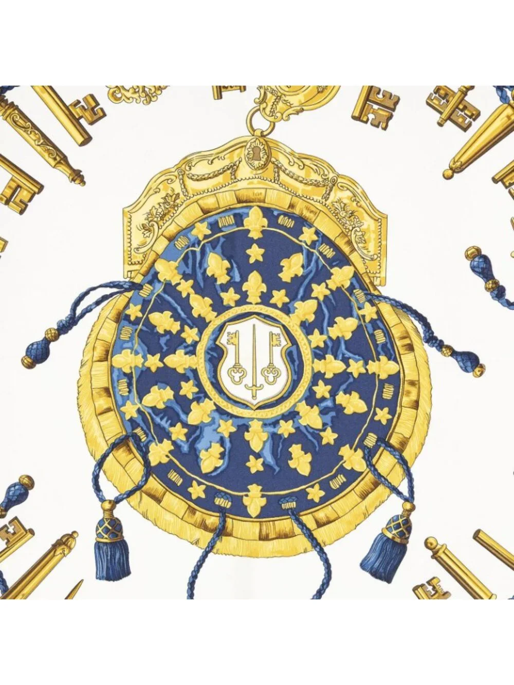 Hermes Scarf Navy Ivory Gold Silk